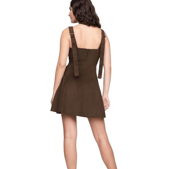 NEW Cult Gaia X GAP Square Neckline Wool Mini Dress Brown Size 8 - Picture 5 of 13